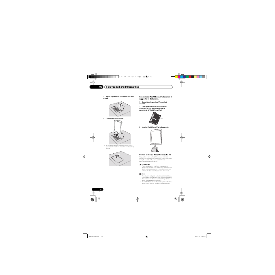 Connettere l’ipad usando il supporto in dotazione, Vedere video su ipod/iphone sulla tv, Push open | Pioneer X-CM31-R User Manual | Page 112 / 228