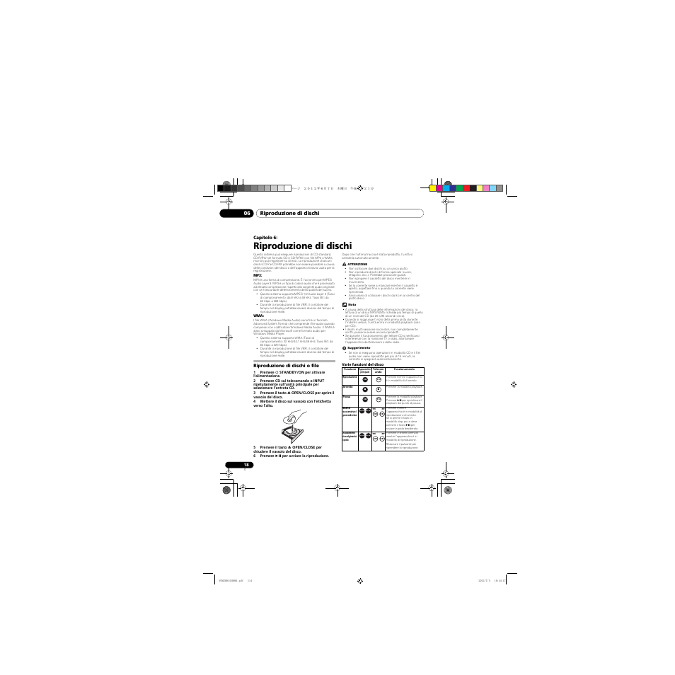 06 riproduzione di dischi, Riproduzione di dischi o file, Riproduzione di dischi | Riproduzione di dischi 06 | Pioneer X-CM31-R User Manual | Page 114 / 228