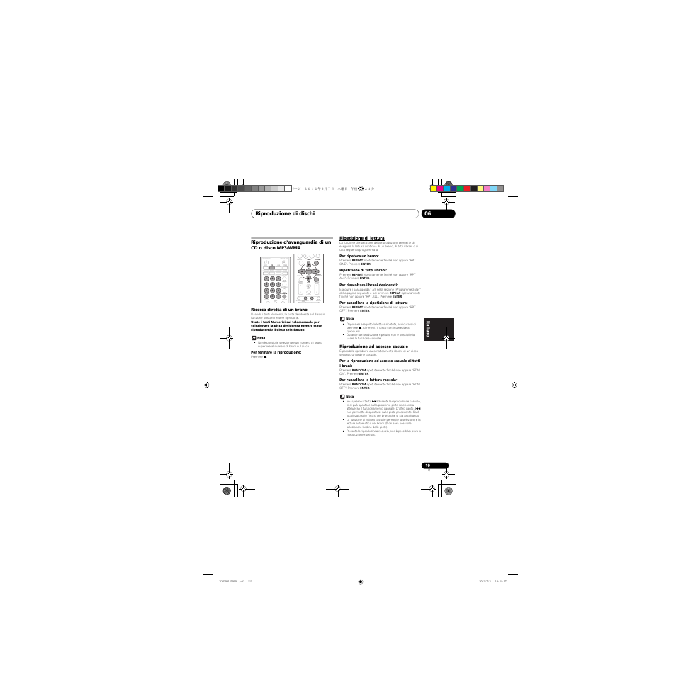 Riproduzione d’avanguardia di un cd o disco, Mp3/wma, Ricerca diretta di un brano | Ripetizione di lettura, Riproduzione ad accesso casuale, Clear repeat, Riproduzione di dischi 06 | Pioneer X-CM31-R User Manual | Page 115 / 228