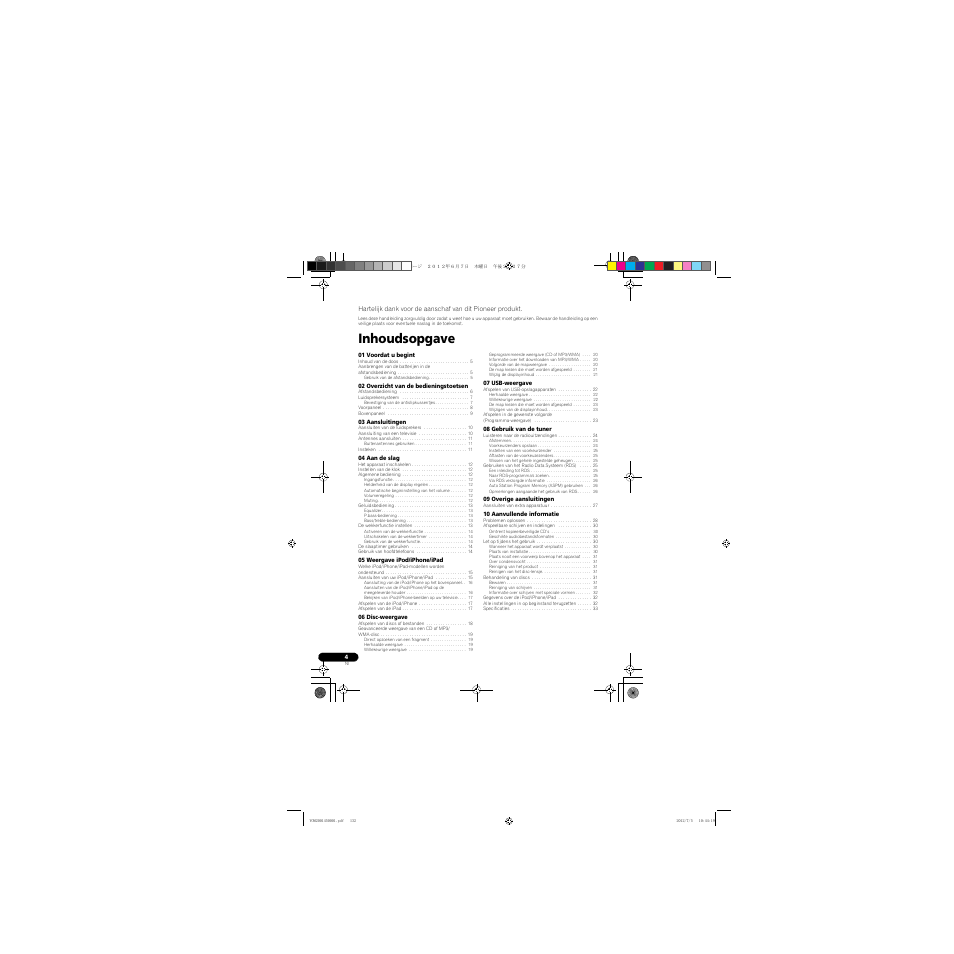 Handleiding, Inhoudsopgave | Pioneer X-CM31-R User Manual | Page 132 / 228