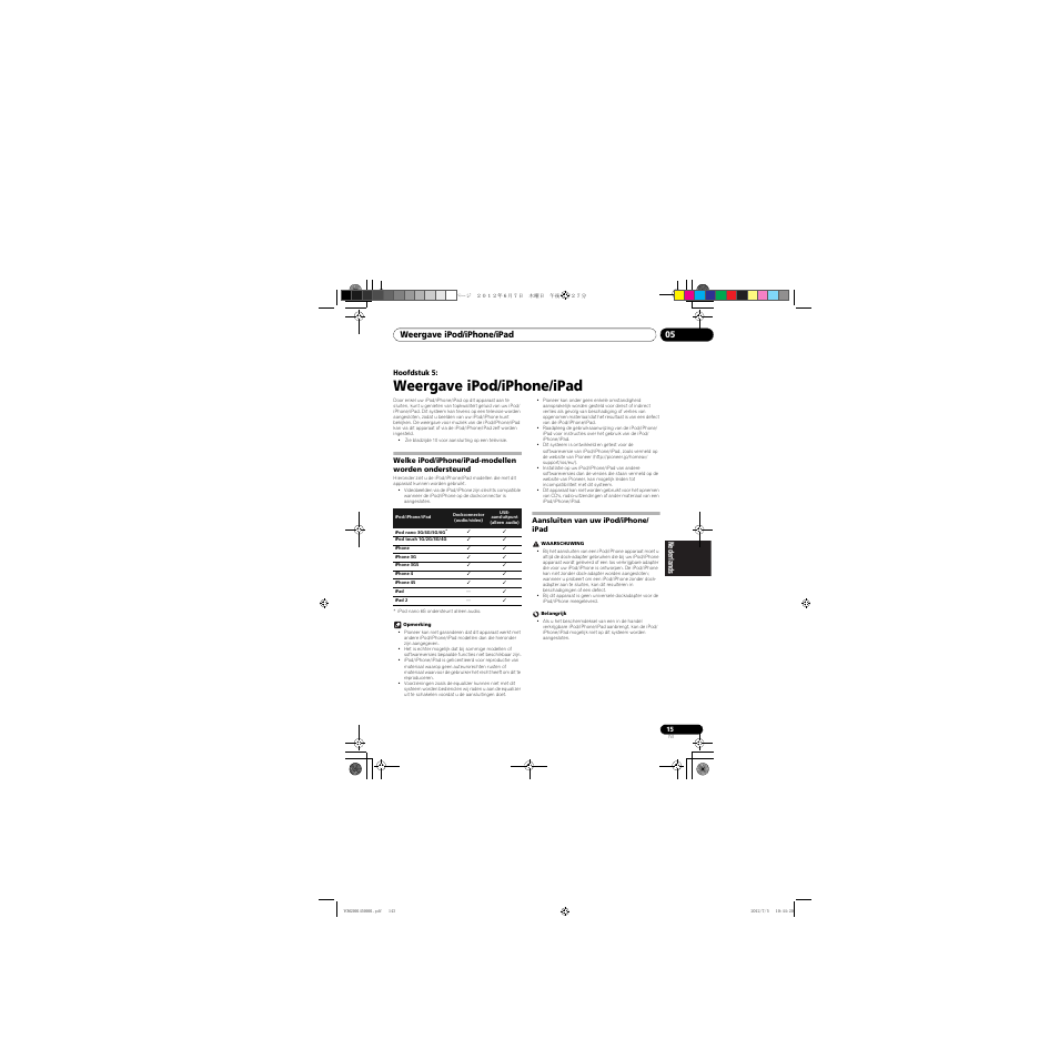 05 weergave ipod/iphone/ipad, Welke ipod/iphone/ipad-modellen worden, Ondersteund | Aansluiten van uw ipod/iphone/ipad, Weergave ipod/iphone/ipad, Weergave ipod/iphone/ipad 05 | Pioneer X-CM31-R User Manual | Page 143 / 228