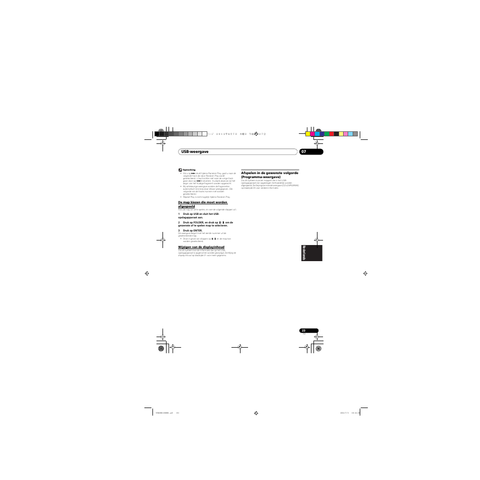 De map kiezen die moet worden afgespeeld, Wijzigen van de displayinhoud, Afspelen in de gewenste volgorde | Programma-weergave) | Pioneer X-CM31-R User Manual | Page 151 / 228