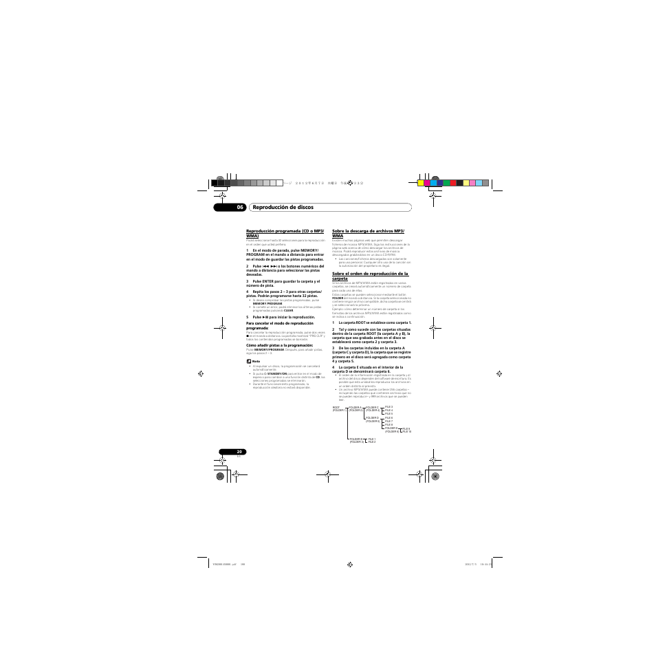 Reproducción programada (cd o mp3/wma), Sobre la descarga de archivos mp3/wma, Sobre el orden de reproducción de la carpeta | Reproducción de discos 06 | Pioneer X-CM31-R User Manual | Page 180 / 228