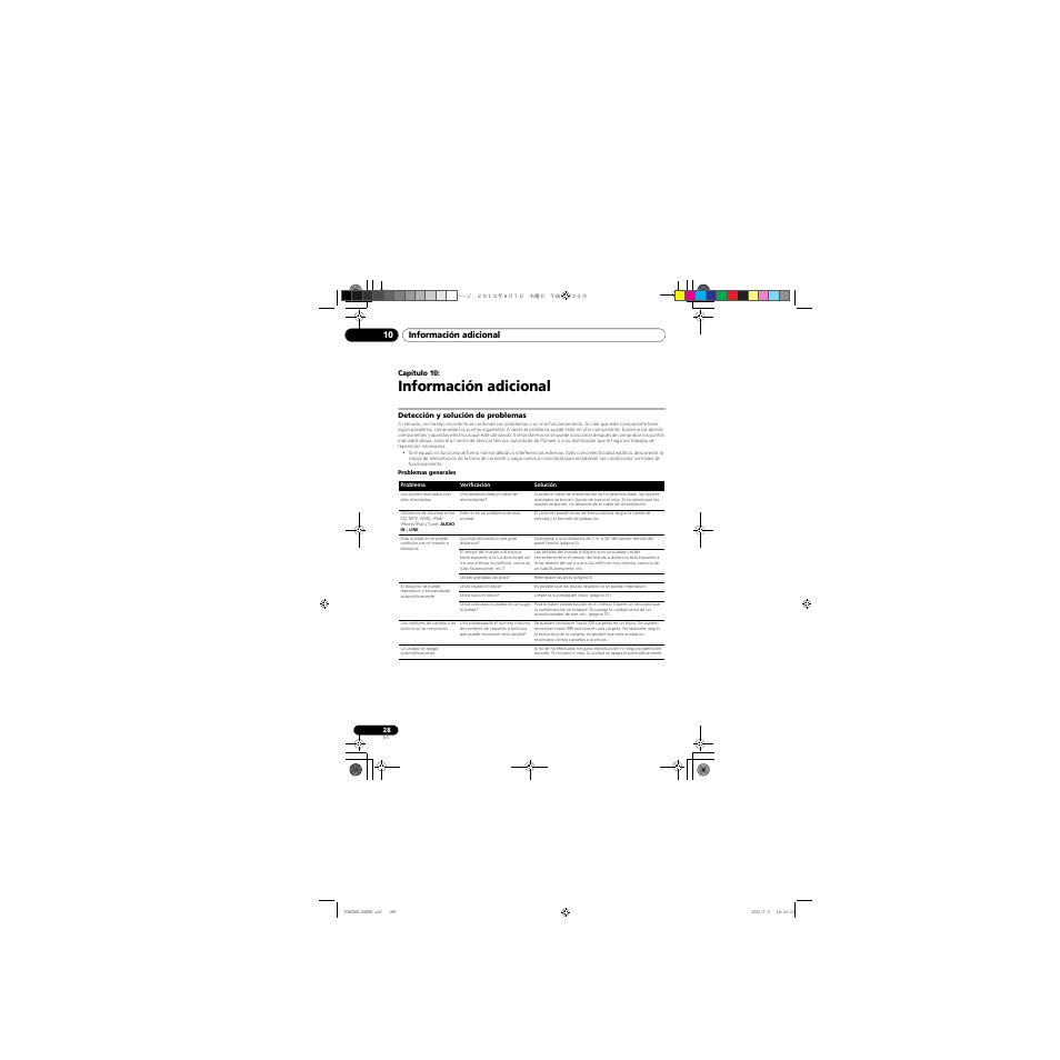 10 información adicional, Detección y solución de problemas, Información adicional | Información adicional 10 | Pioneer X-CM31-R User Manual | Page 188 / 228