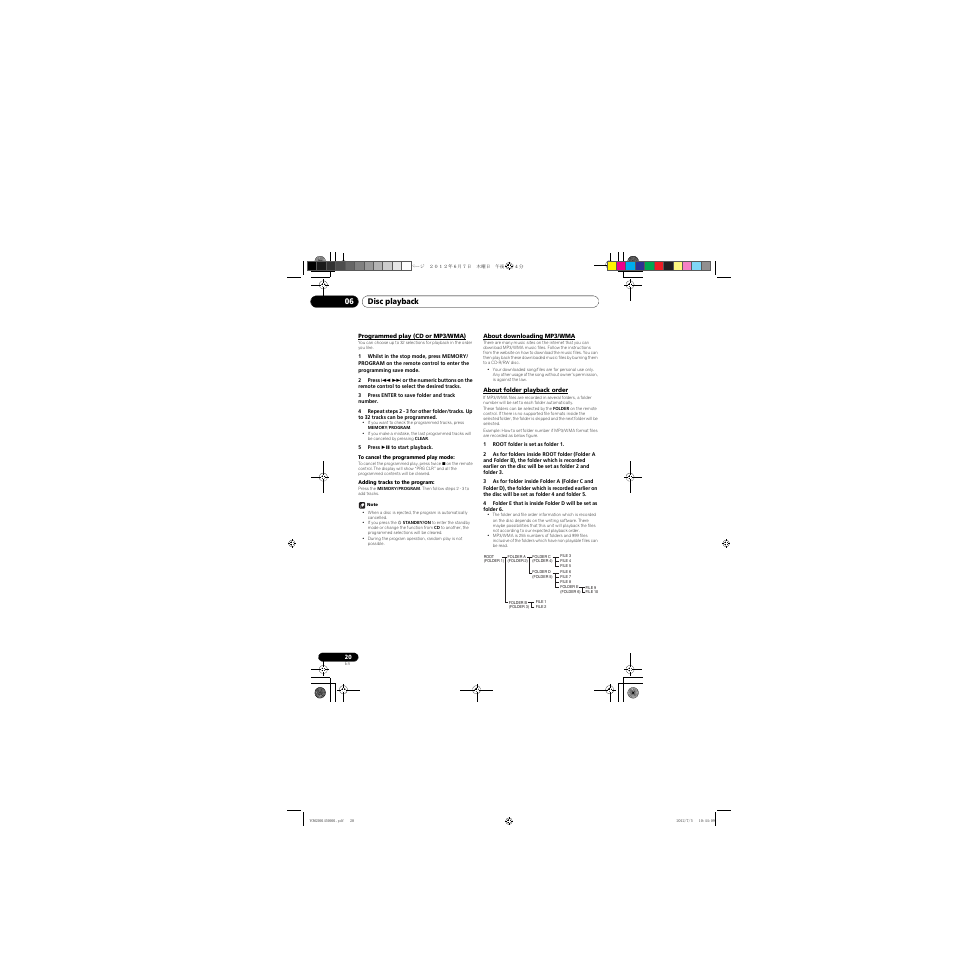 Programmed play (cd or mp3/wma), About downloading mp3/wma, About folder playback order | Disc playback 06 | Pioneer X-CM31-R User Manual | Page 20 / 228