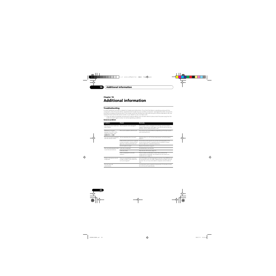 Additional information, Troubleshooting, 10 additional information | Additional information 10 | Pioneer X-CM31-R User Manual | Page 28 / 228