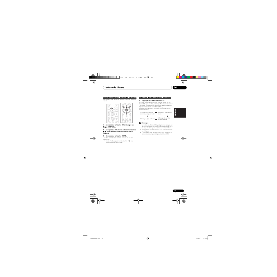 Spécifiez le dossier de lecture souhaité, Sélection des informations affichées, Clear repeat | Lecture de disque 06 | Pioneer X-CM31-R User Manual | Page 53 / 228