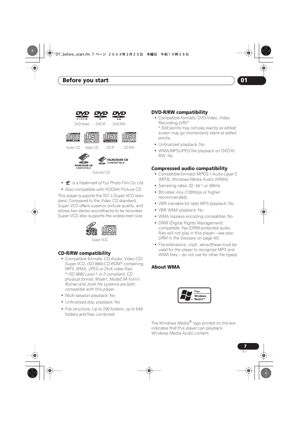 Before you start 01 | Pioneer DV-470-K User Manual | Page 7 / 44