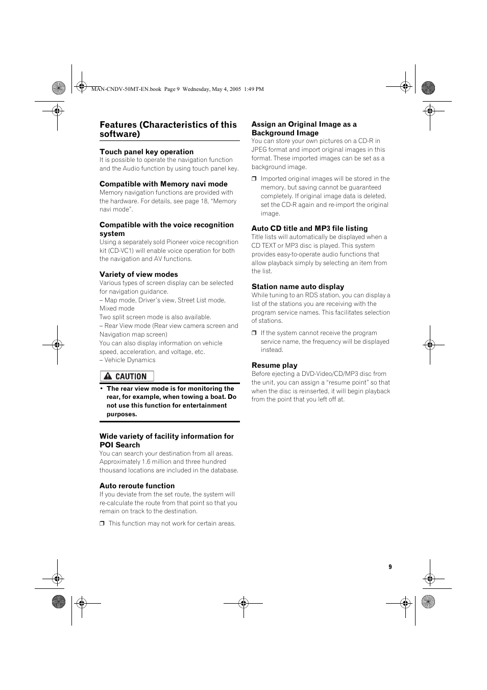Features (characteristics of this software) | Pioneer CNDV-50MT User Manual | Page 11 / 142