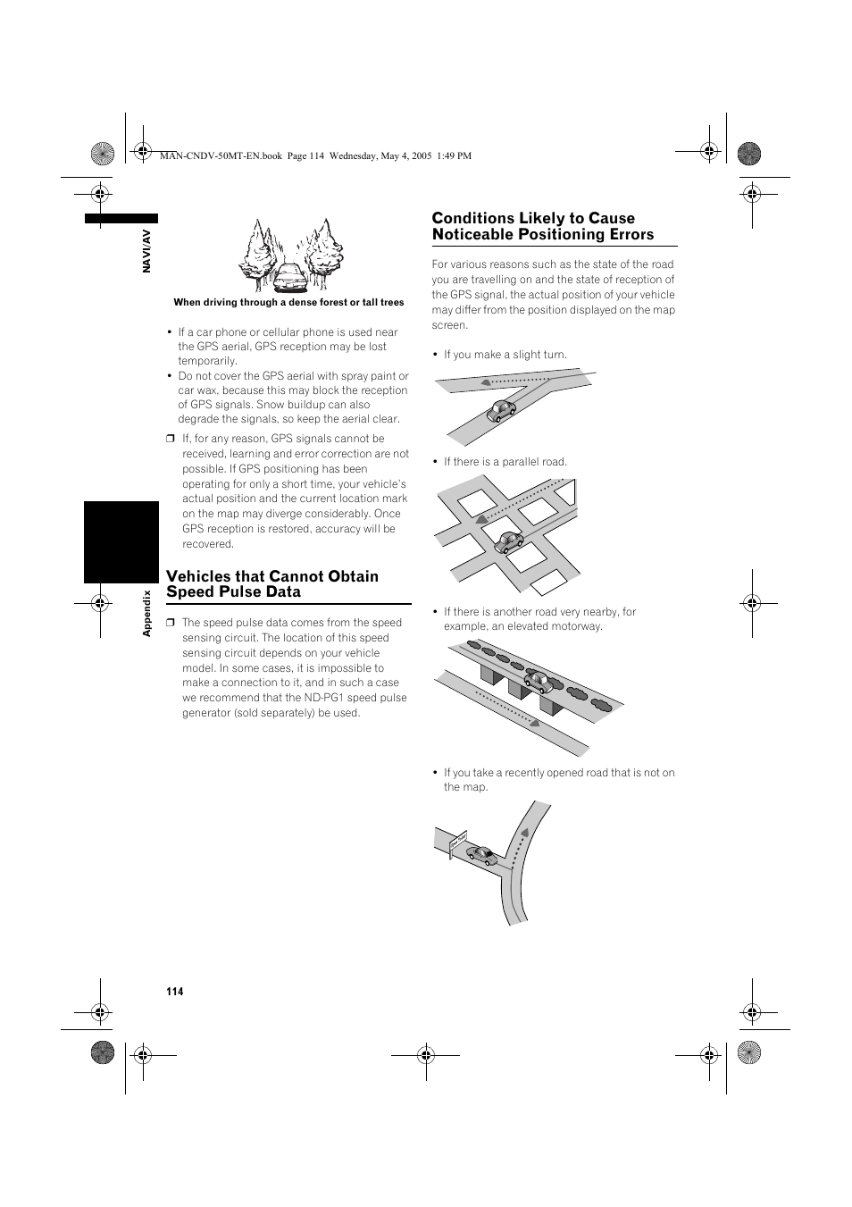 Vehicles that cannot obtain speed pulse data | Pioneer CNDV-50MT User Manual | Page 116 / 142