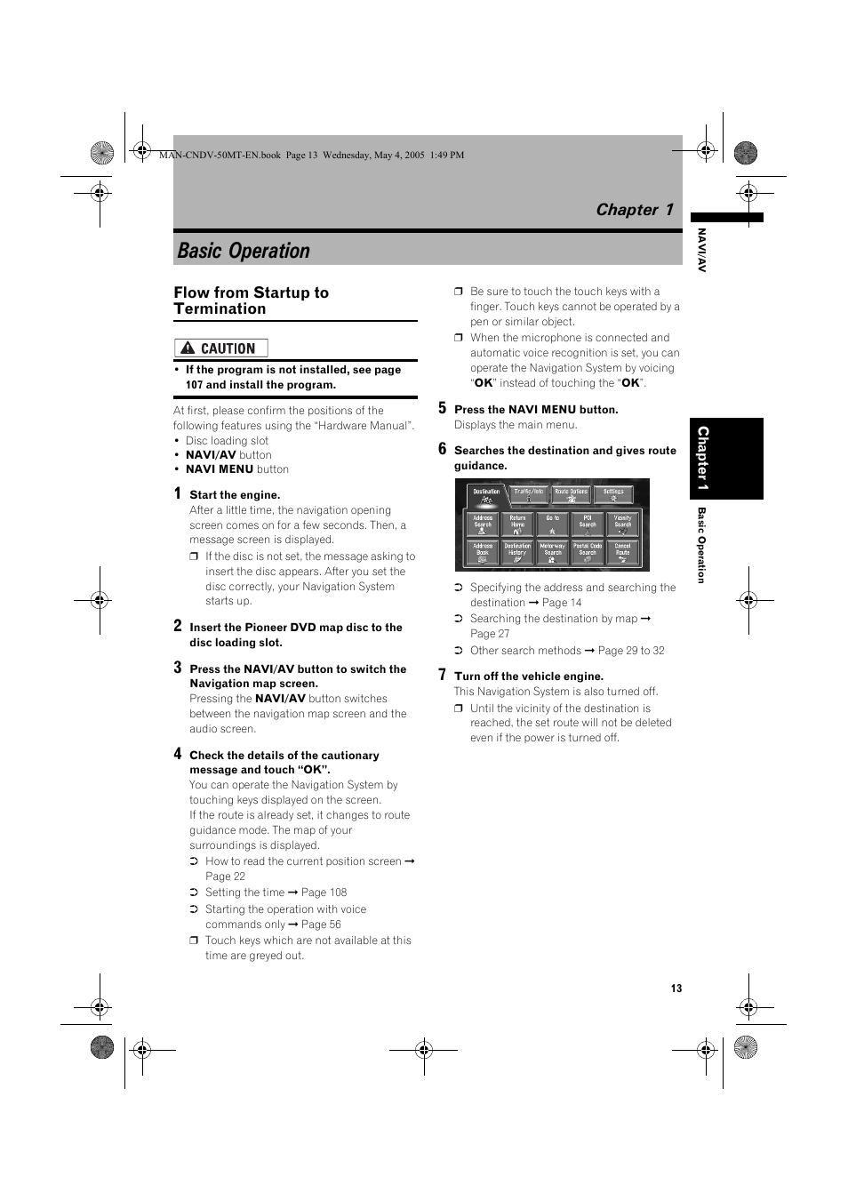 Basic operation, Chapter 1 | Pioneer CNDV-50MT User Manual | Page 15 / 142
