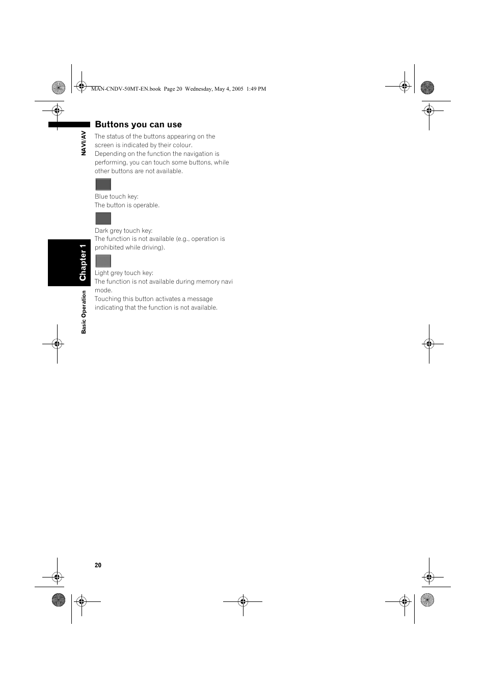 Buttons you can use | Pioneer CNDV-50MT User Manual | Page 22 / 142