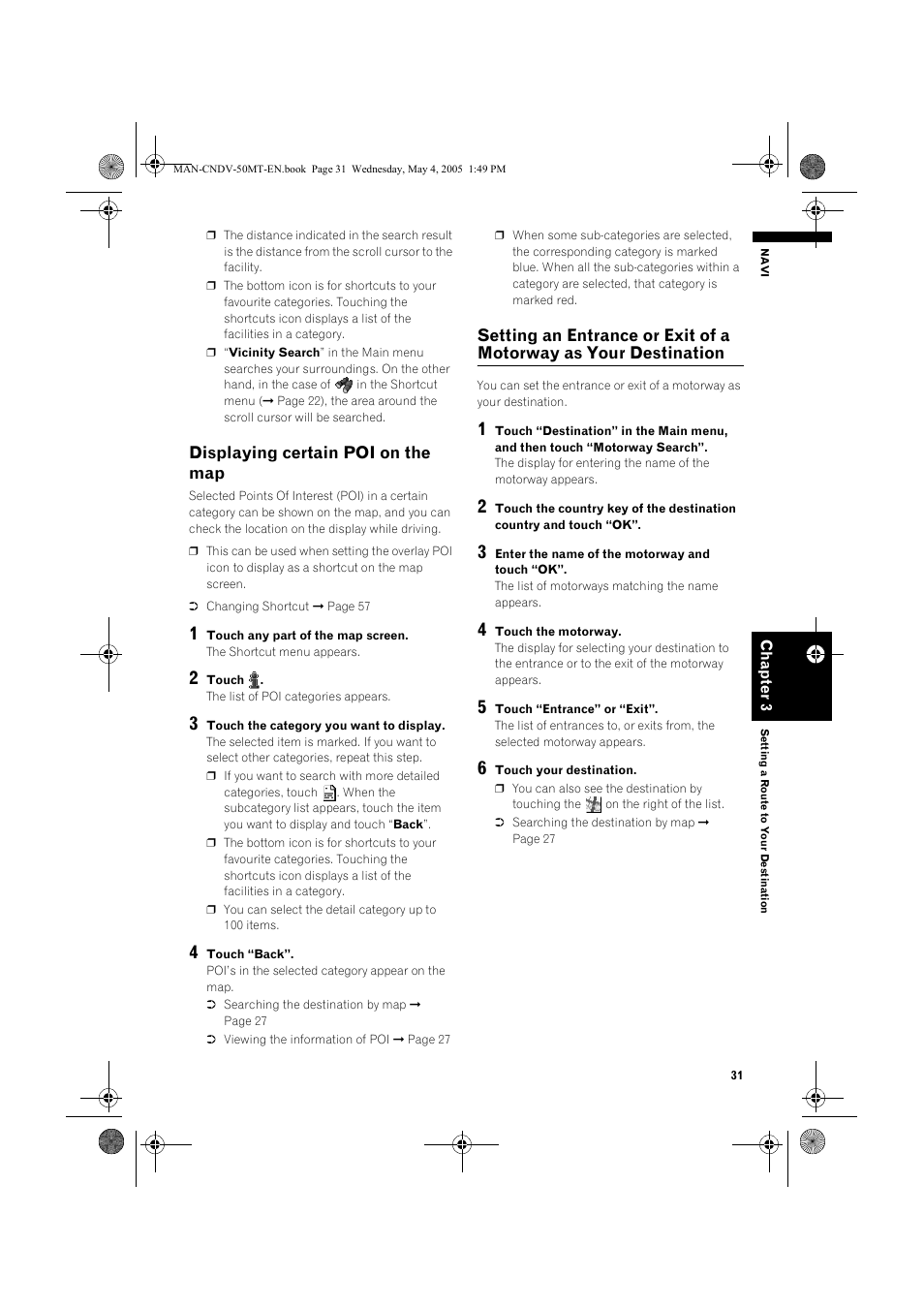 Displaying certain poi on the map | Pioneer CNDV-50MT User Manual | Page 33 / 142