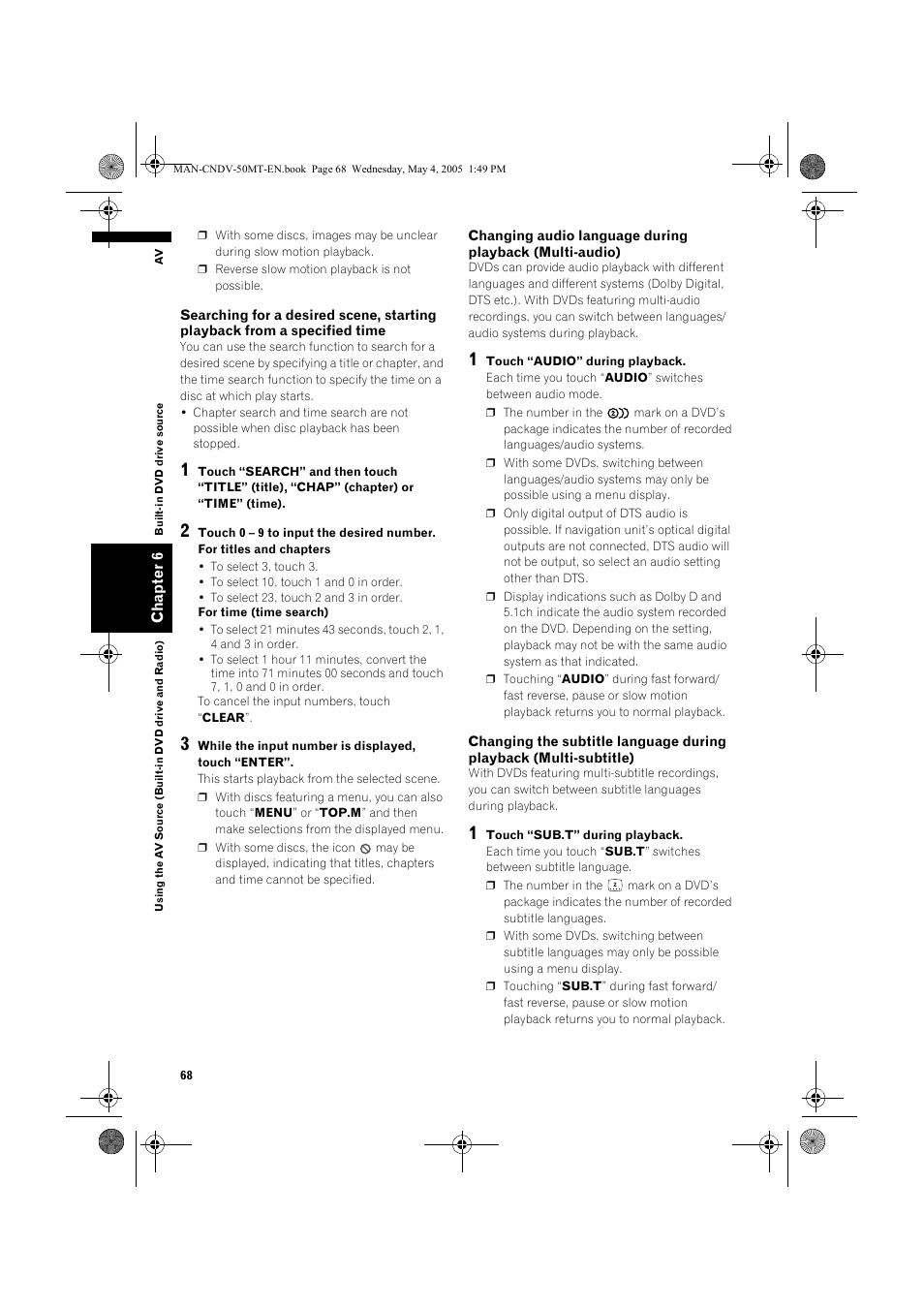 Pioneer CNDV-50MT User Manual | Page 70 / 142