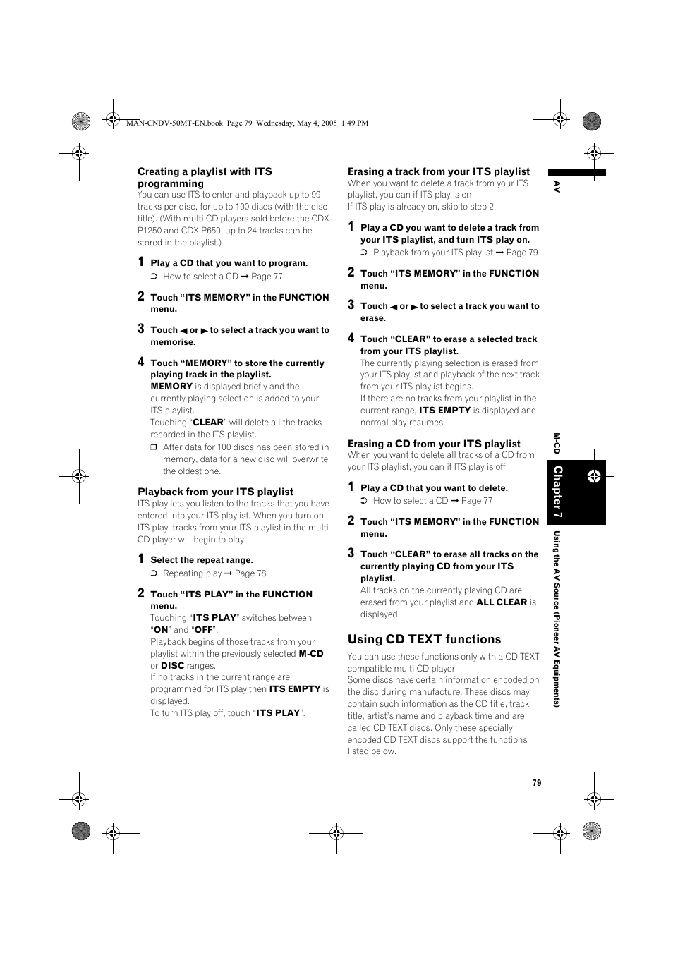 Using cd text functions | Pioneer CNDV-50MT User Manual | Page 81 / 142