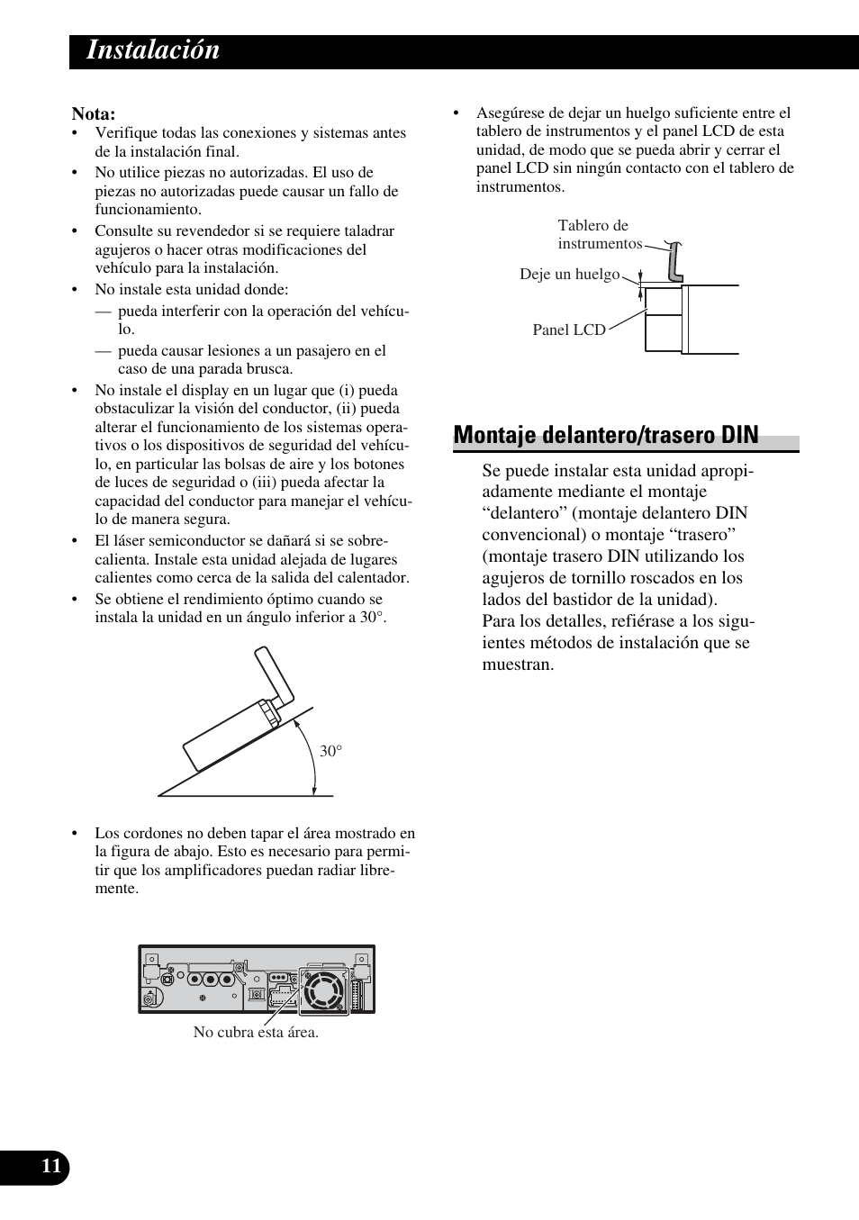 Instalación, Montaje delantero/trasero din | Pioneer AVH-P5900DVD User Manual | Page 26 / 86