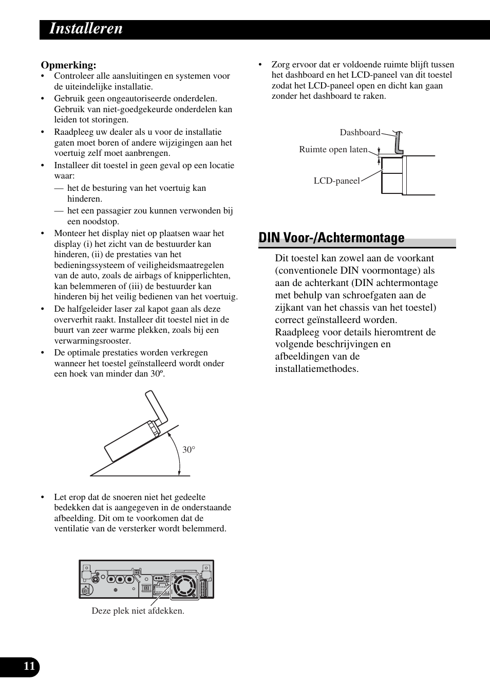 Installeren, Din voor-/achtermontage | Pioneer AVH-P5900DVD User Manual | Page 82 / 86