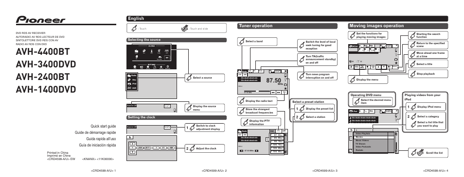 Pioneer AVH-2400BT User Manual | 8 pages
