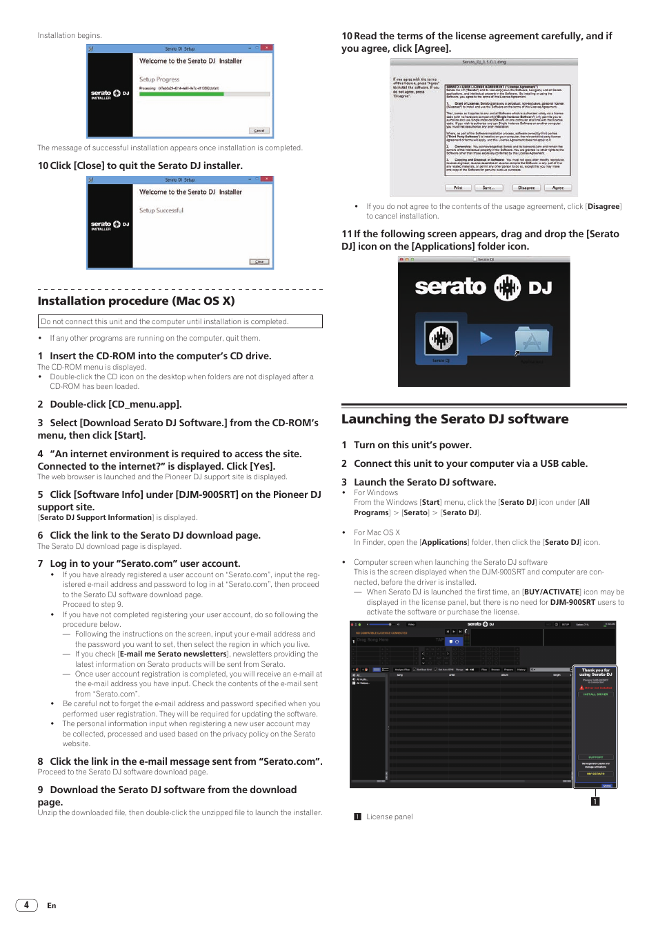 Launching the serato dj software, Installation procedure (mac os x) | Pioneer DJM-900SRT User Manual | Page 4 / 11
