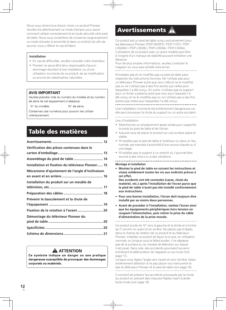 Pioneer PDK-TS36B User Manual | Page 12 / 82