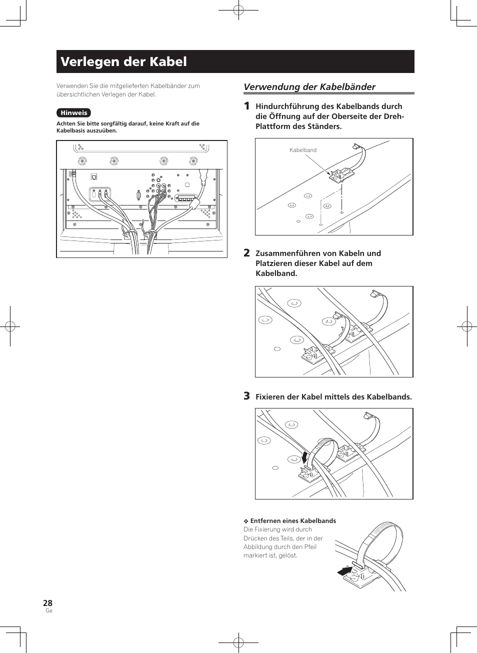 Verlegen der kabel | Pioneer PDK-TS36B User Manual | Page 28 / 82