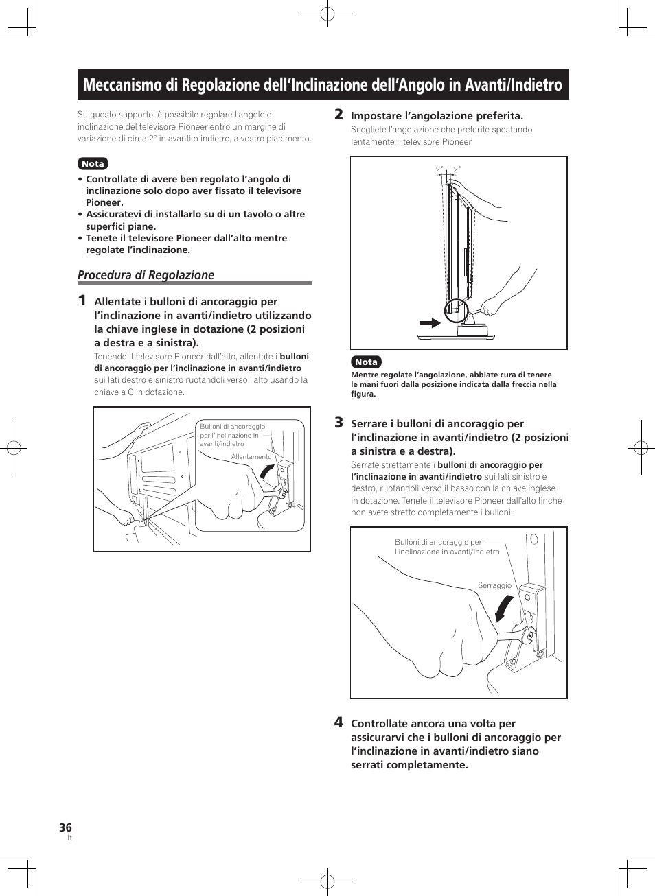 Procedura di regolazione | Pioneer PDK-TS36B User Manual | Page 36 / 82