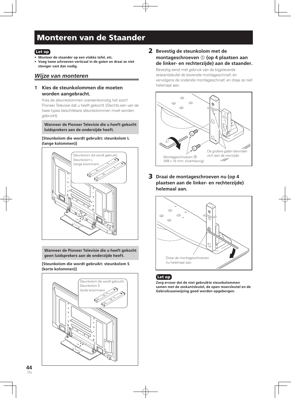 Monteren van de staander, Wijze van monteren | Pioneer PDK-TS36B User Manual | Page 44 / 82