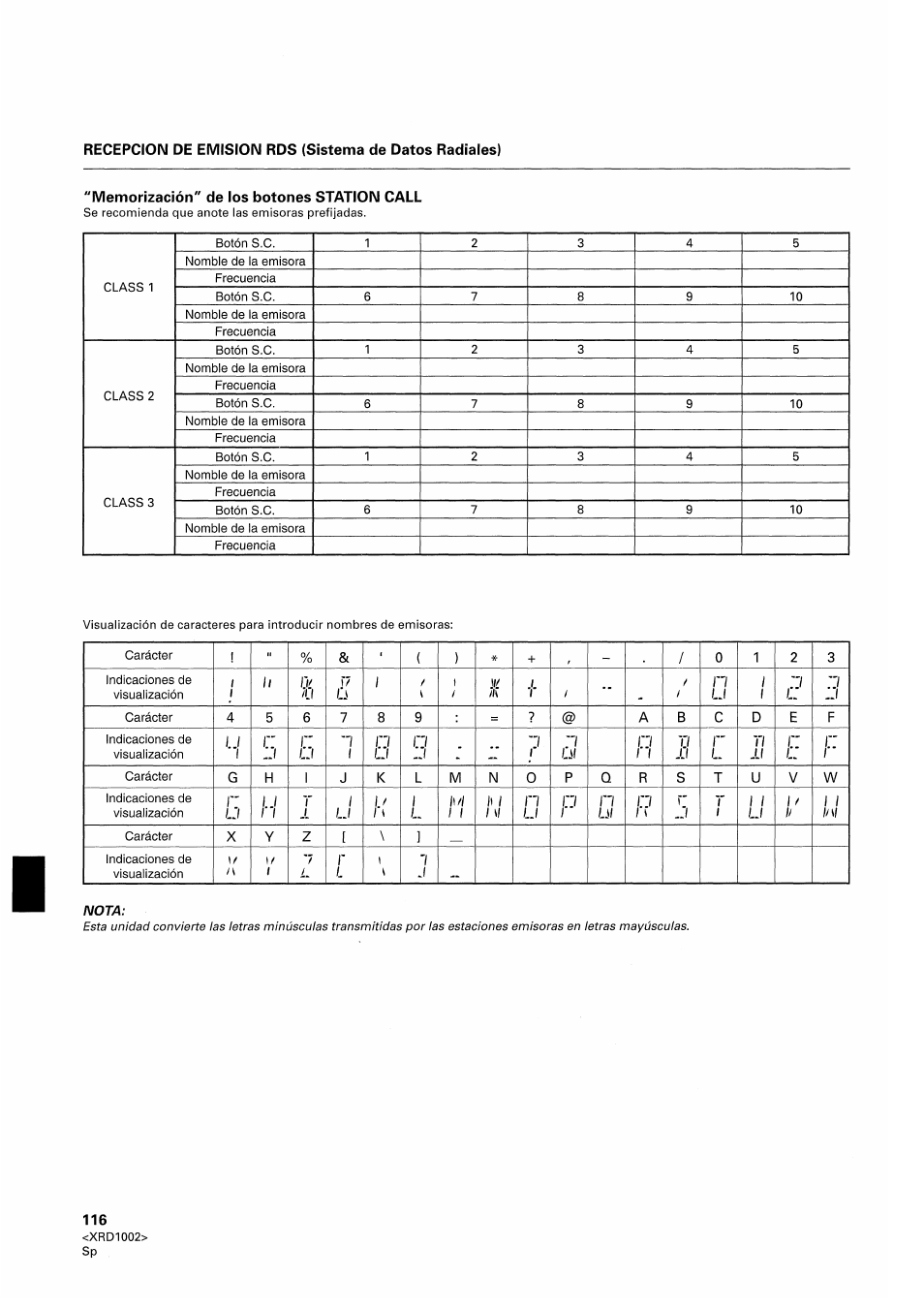 Memorización" de los botones station cali | Pioneer SX-209RDS User Manual | Page 116 / 130