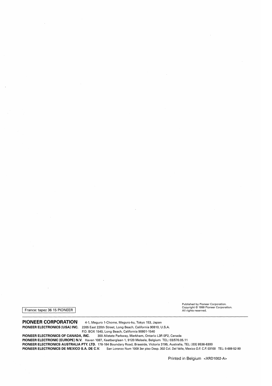 Pioneer corporation | Pioneer SX-209RDS User Manual | Page 130 / 130