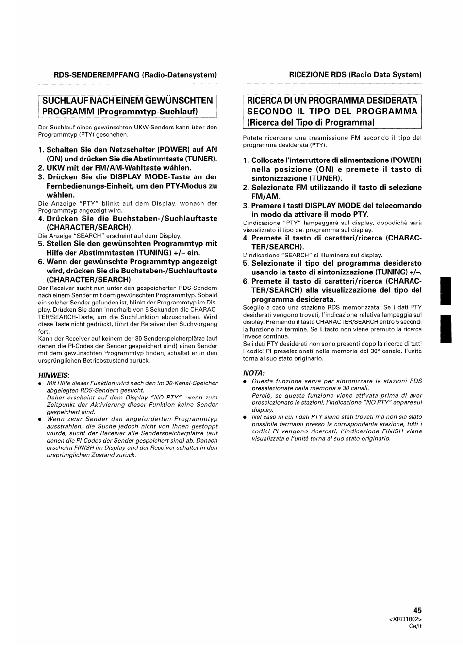Pioneer SX-209RDS User Manual | Page 45 / 130