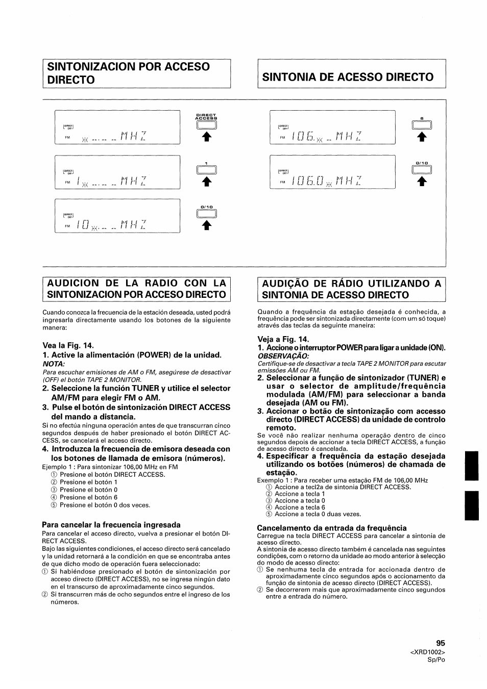 Sintonizacion por acceso directo | Pioneer SX-209RDS User Manual | Page 95 / 130