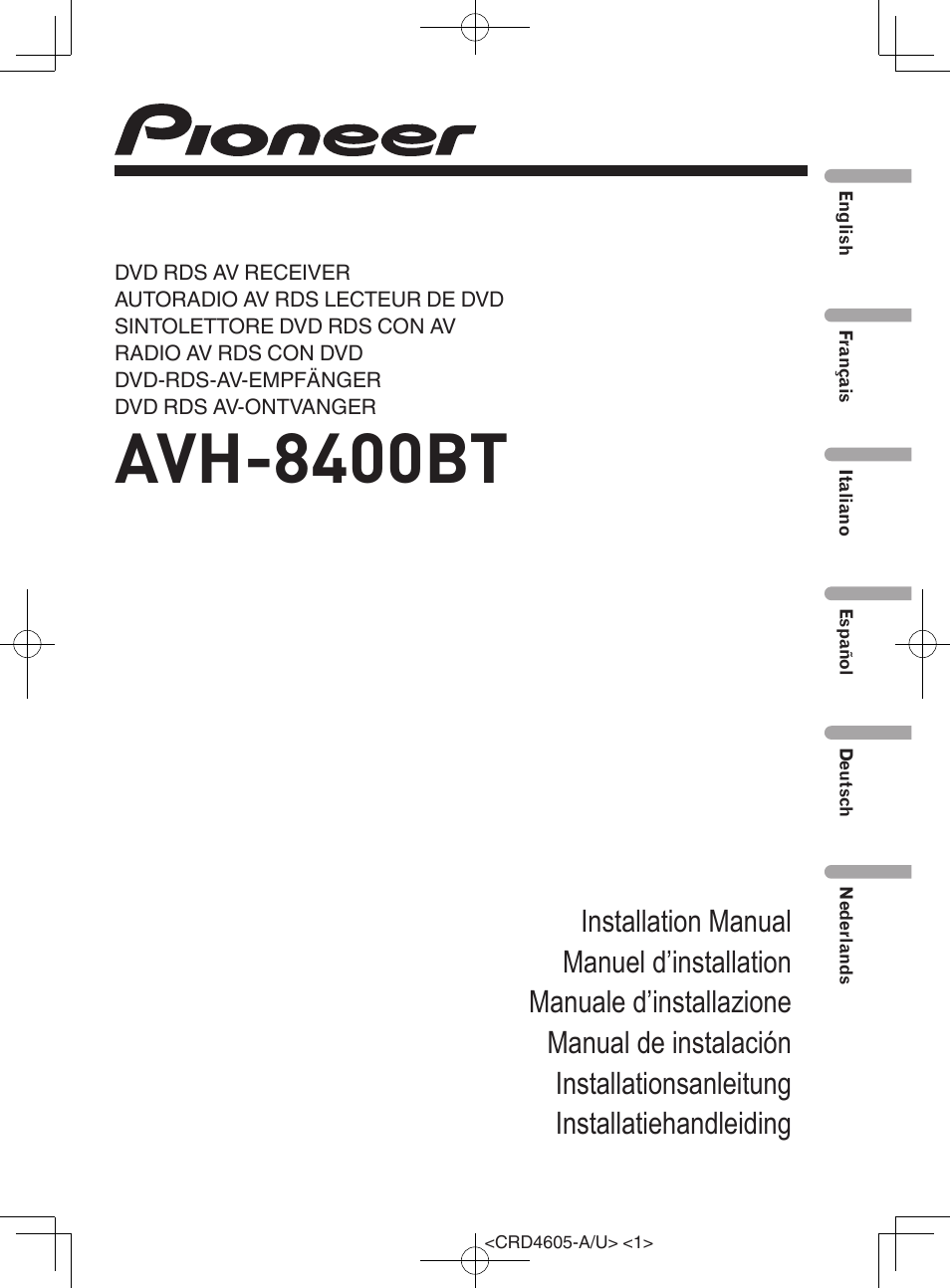 Pioneer AVH-8400BT User Manual | 88 pages