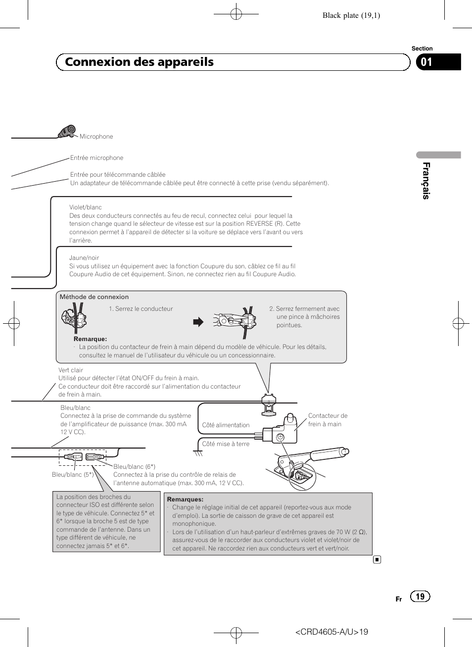 01 connexion des appareils, Français | Pioneer AVH-8400BT User Manual | Page 19 / 88