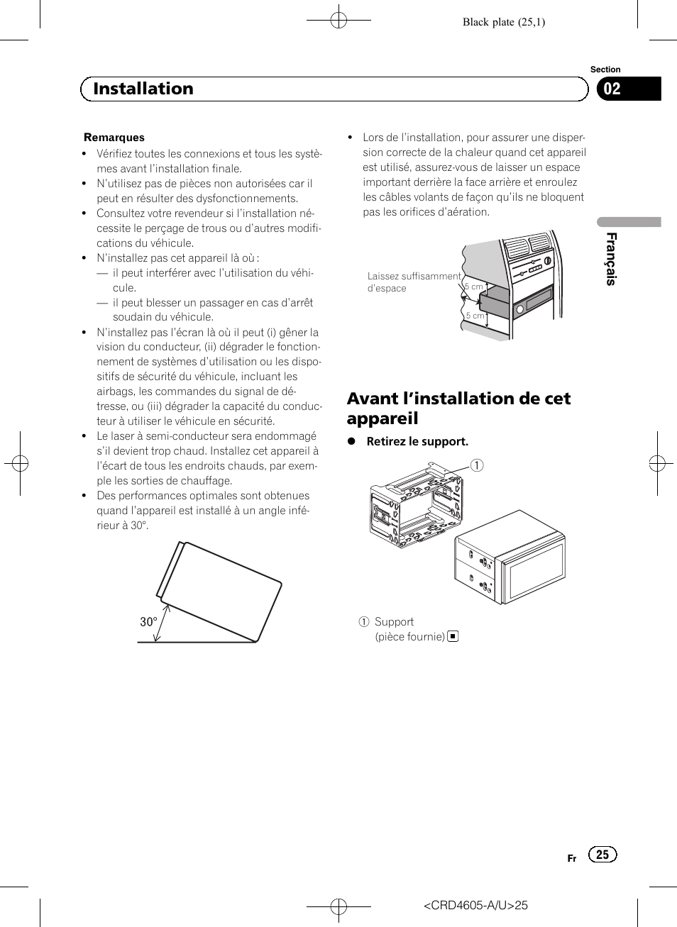 Avant l ’installation de cet appareil, 02 installation | Pioneer AVH-8400BT User Manual | Page 25 / 88