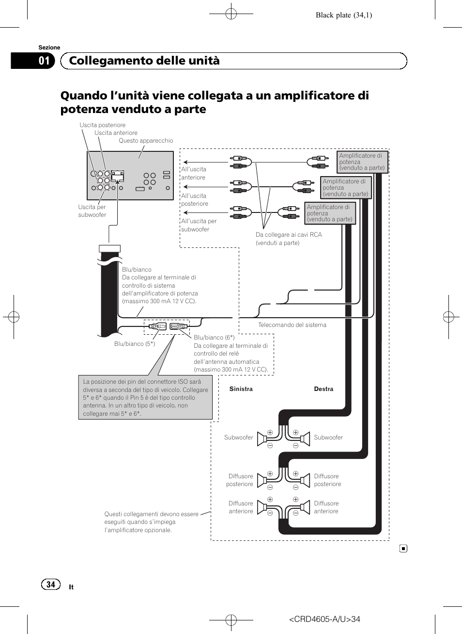 01 collegamento delle unità | Pioneer AVH-8400BT User Manual | Page 34 / 88
