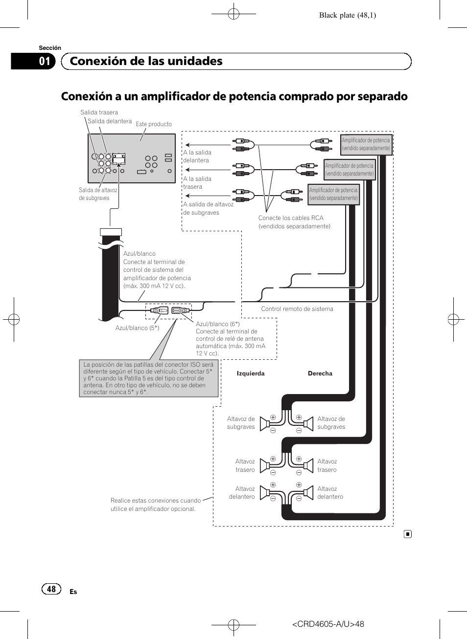01 conexión de las unidades | Pioneer AVH-8400BT User Manual | Page 48 / 88