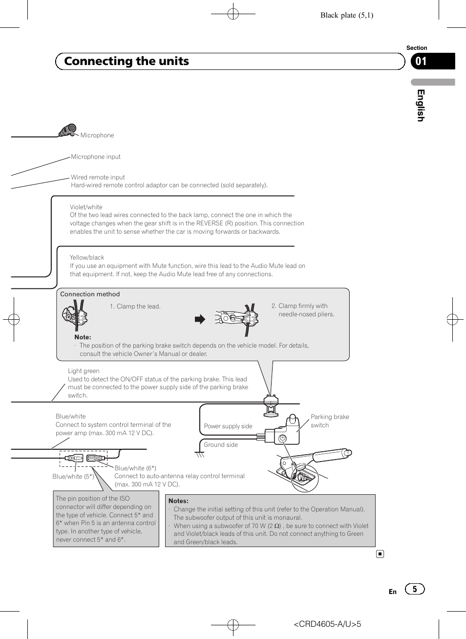 01 connecting the units, English | Pioneer AVH-8400BT User Manual | Page 5 / 88