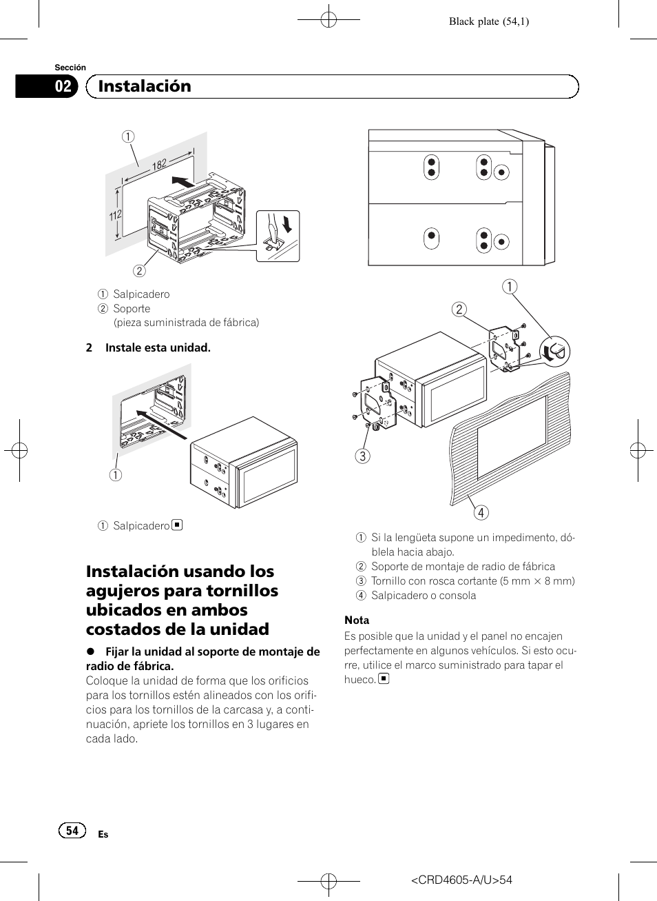 02 instalación | Pioneer AVH-8400BT User Manual | Page 54 / 88