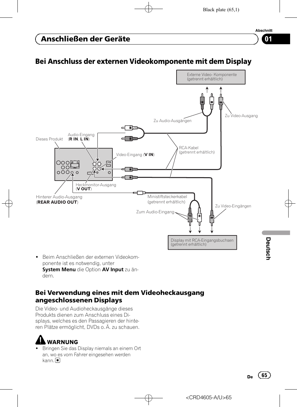 01 anschließen der geräte | Pioneer AVH-8400BT User Manual | Page 65 / 88