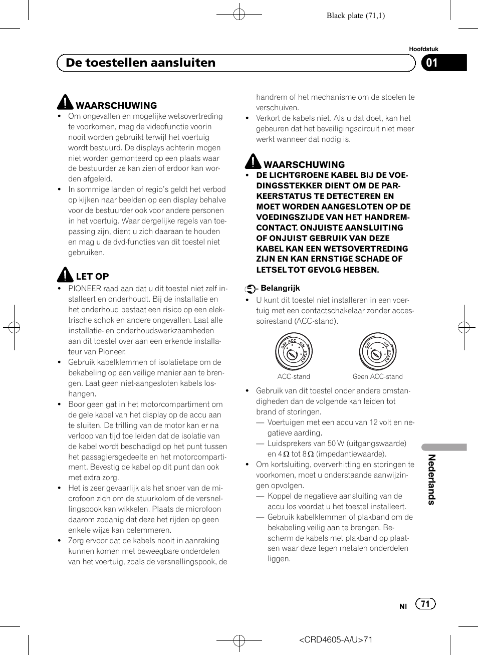 Nederlands, 01 de toestellen aansluiten | Pioneer AVH-8400BT User Manual | Page 71 / 88