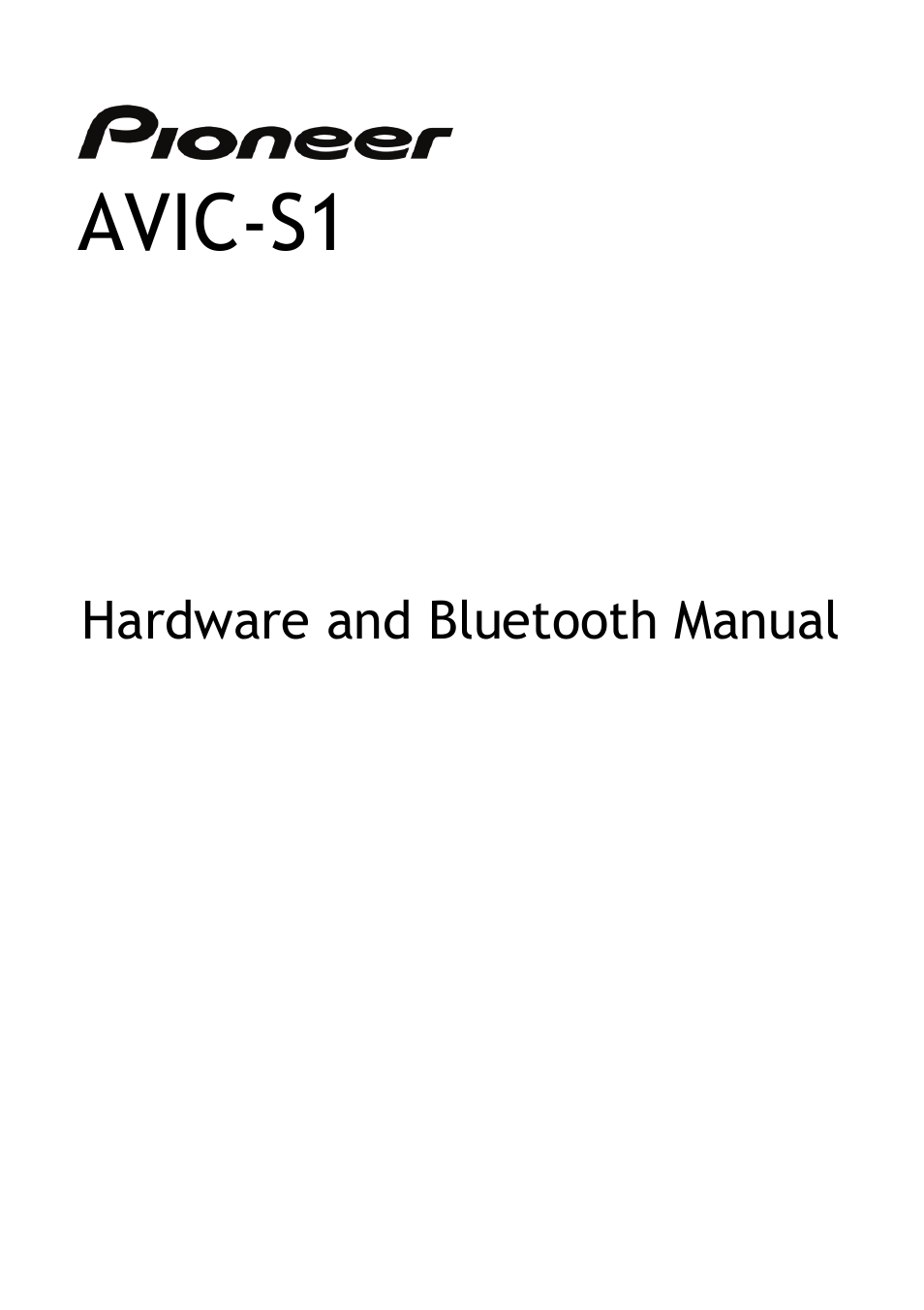 Pioneer AVIC-S1 User Manual | 28 pages