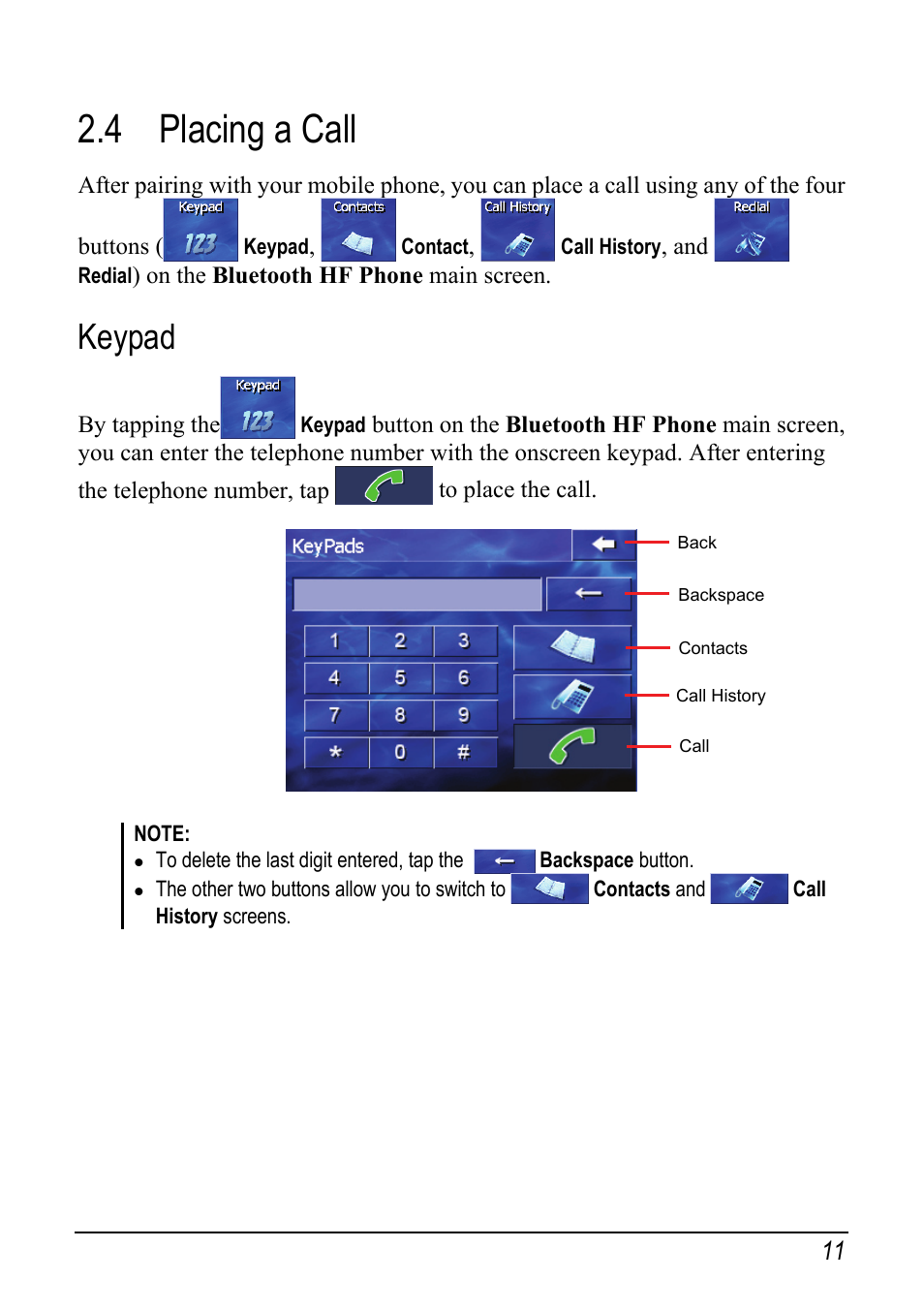 4 placing a call, Keypad, Placing a call | Pioneer AVIC-S1 User Manual | Page 17 / 28