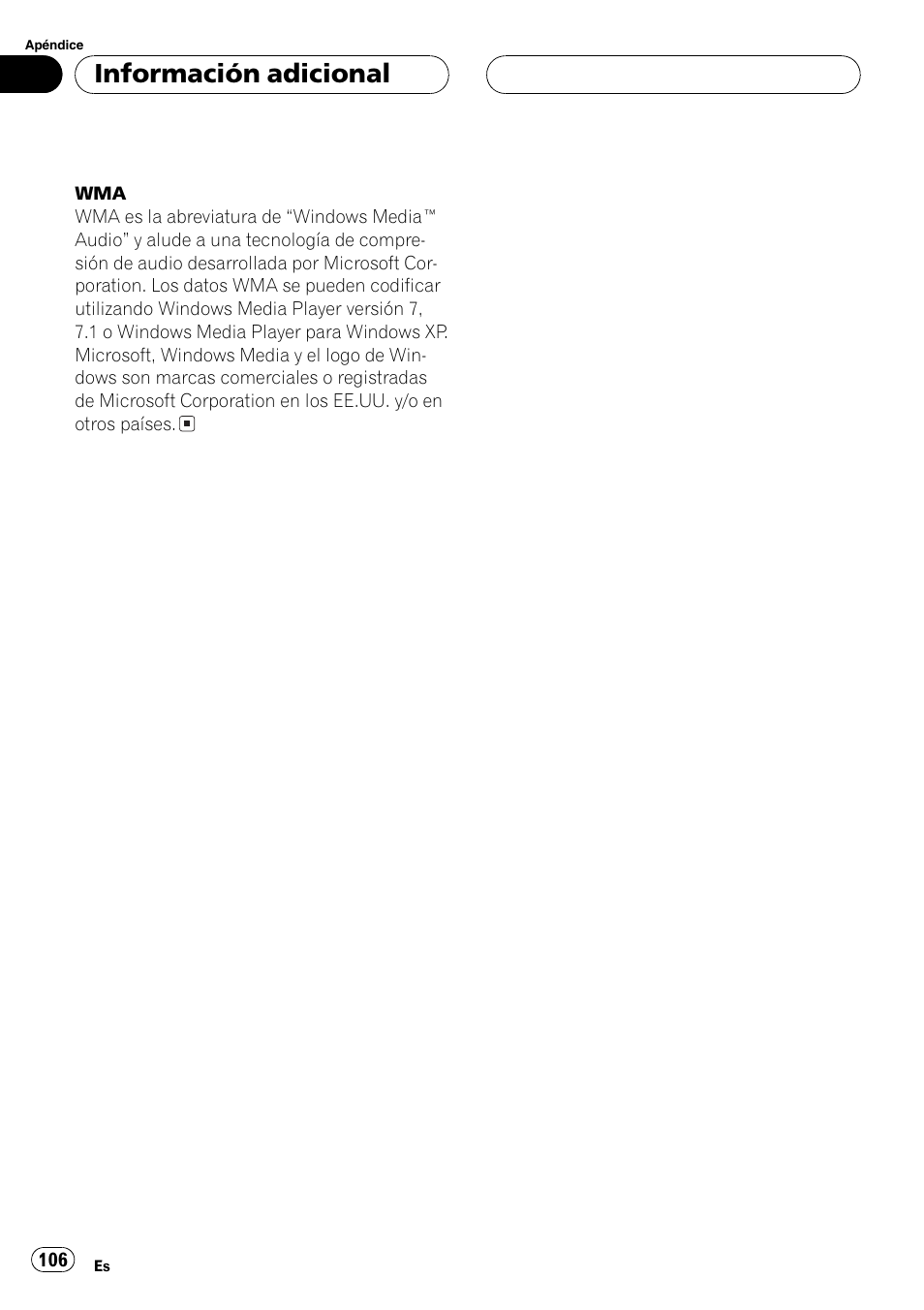 Información adicional | Pioneer DEH-P77MP User Manual | Page 106 / 112
