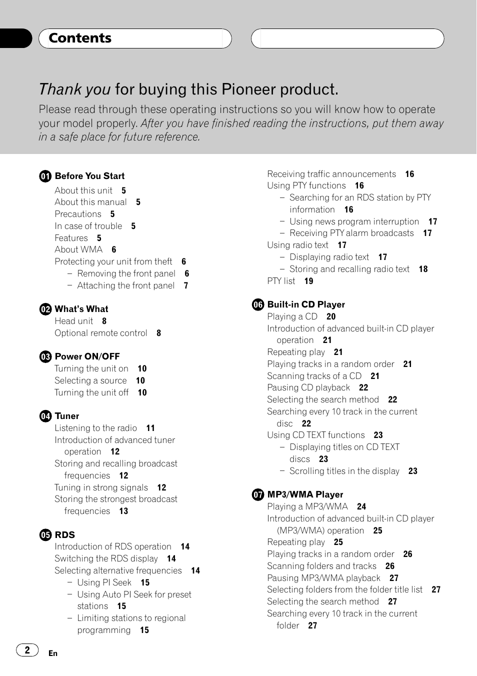 Pioneer DEH-P77MP User Manual | Page 2 / 112