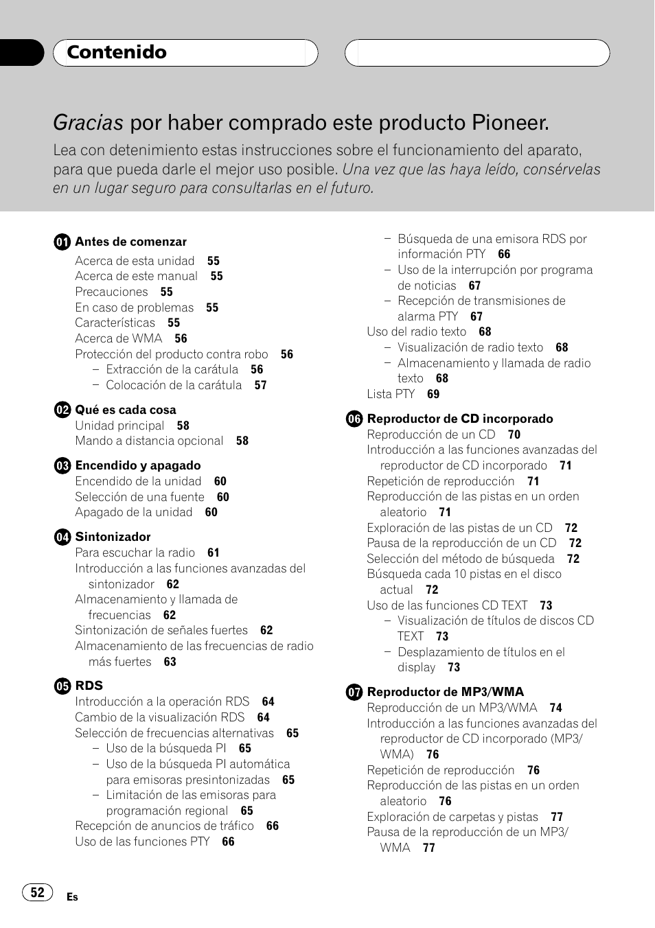 Pioneer DEH-P77MP User Manual | Page 52 / 112