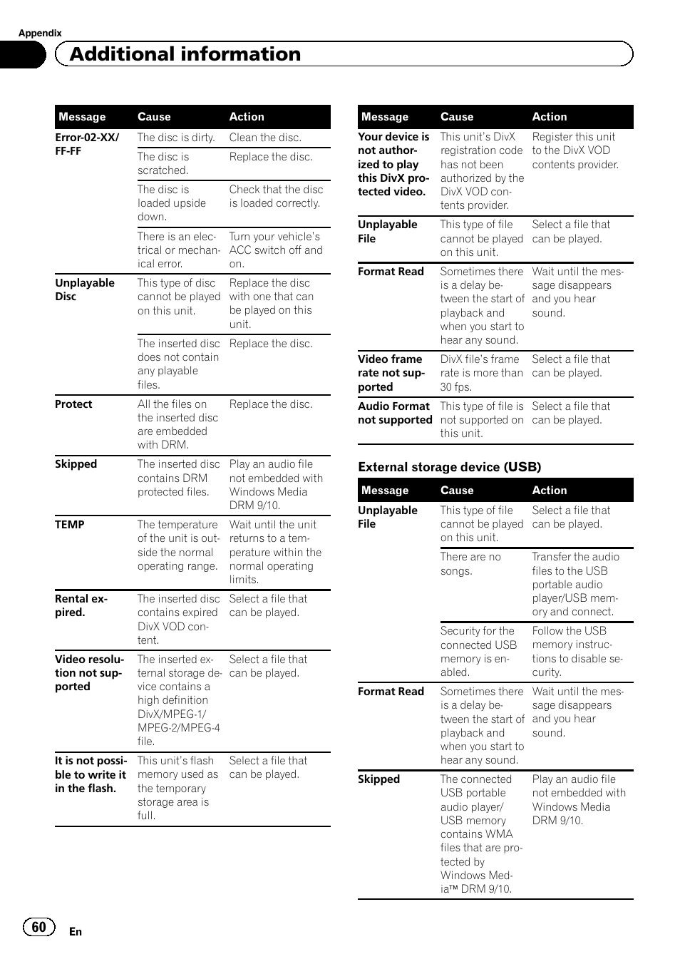 Additional information | Pioneer AVH-3400DVD User Manual | Page 60 / 76