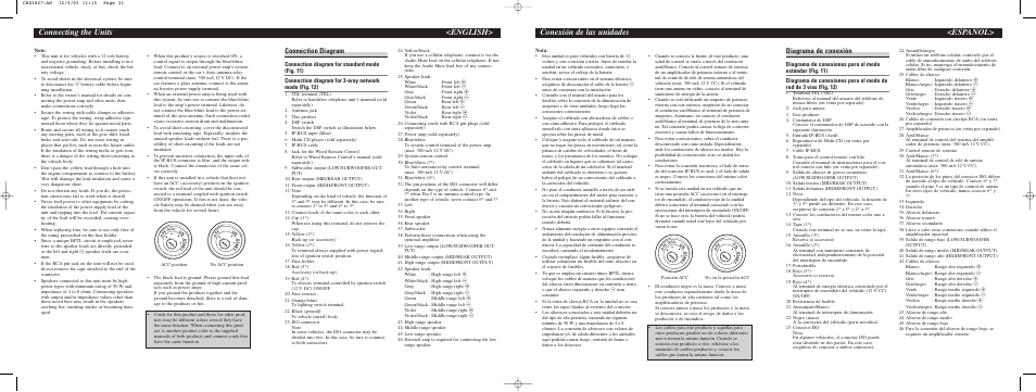 Connecting the units <english, Conexión de las unidades <español, Connection diagram | Diagrama de conexión | Pioneer DEH-P8600MP User Manual | Page 6 / 8