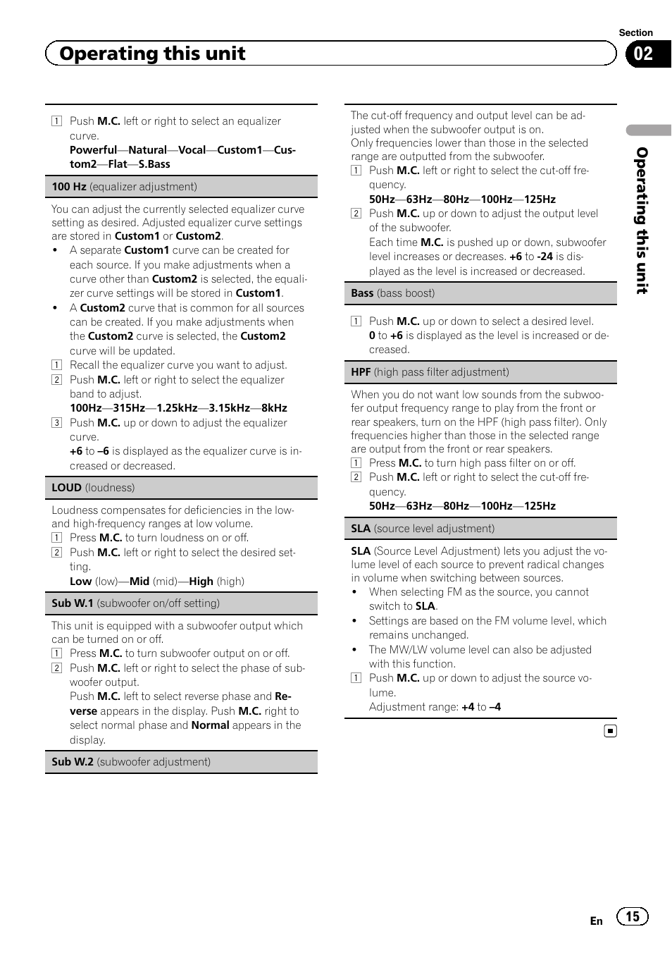 Operating this unit | Pioneer DEH-8300SD User Manual | Page 15 / 28