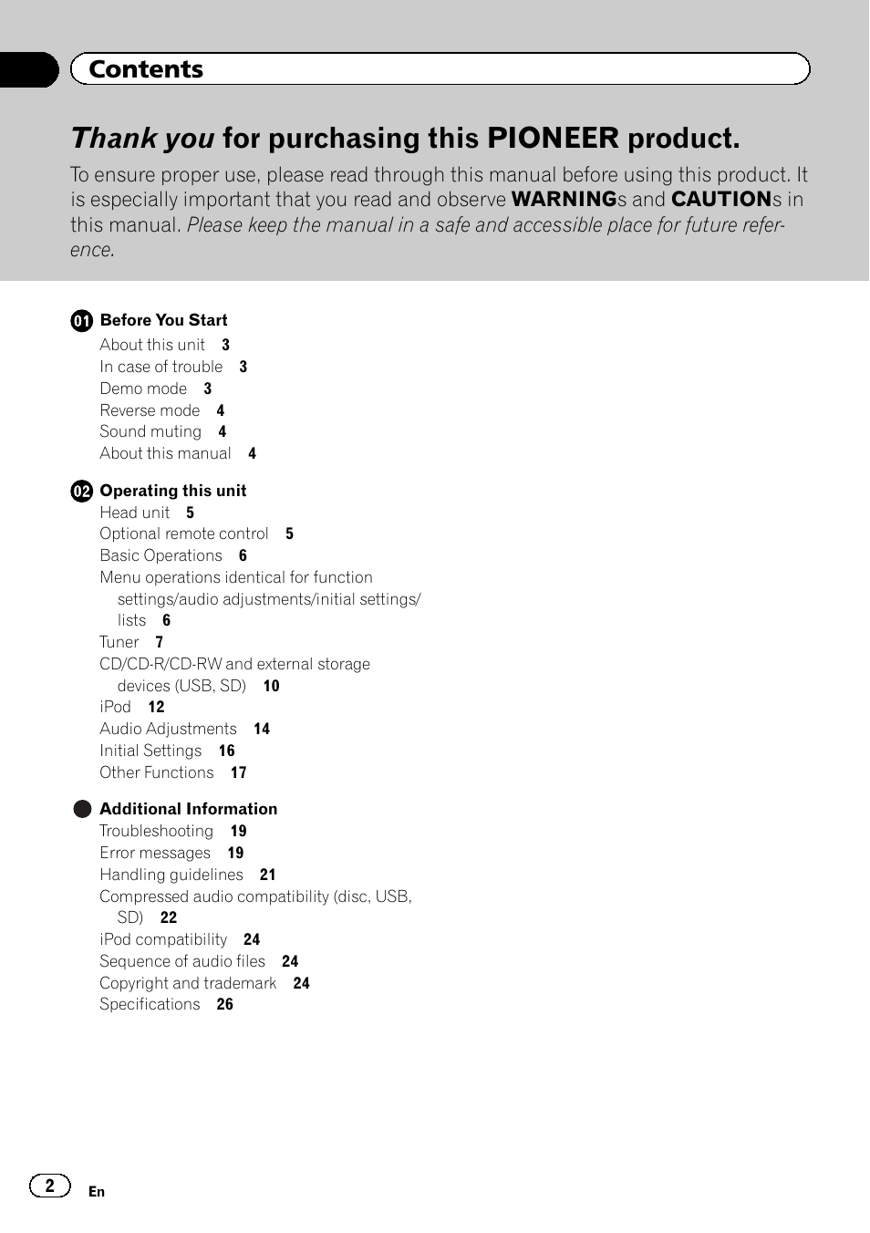 Pioneer DEH-8300SD User Manual | Page 2 / 28