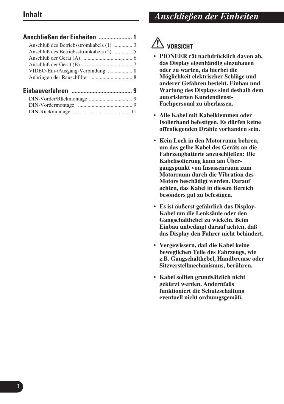 Anschließen der einheiten, Inhalt | Pioneer AVH-P6400R User Manual | Page 26 / 76